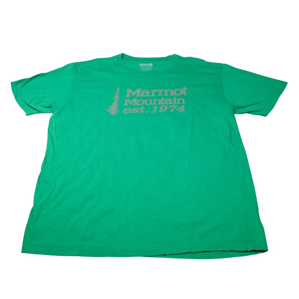 Marmot Mountain 1974 T-Shirt Mens Large Green Graphic Organic Cotton Tee L - Picture 3 of 7